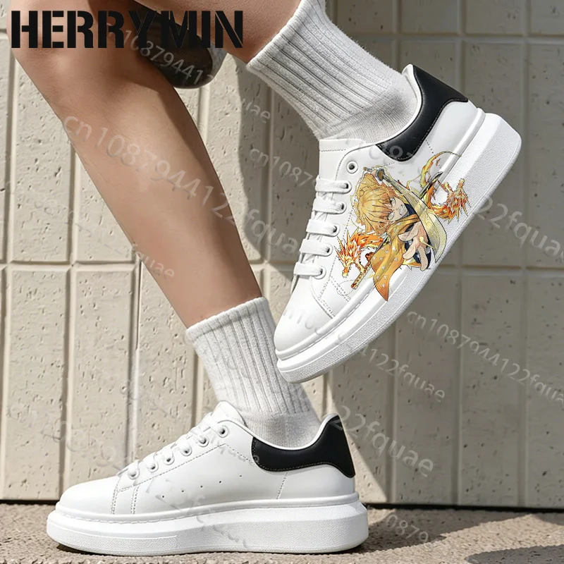 Picture 4: Agatsuma Zenitsu Youth Adult Men Women Thick Sole Platform Board Shoes Anime Style Print Lace Up Flat Shoes Daily Walking