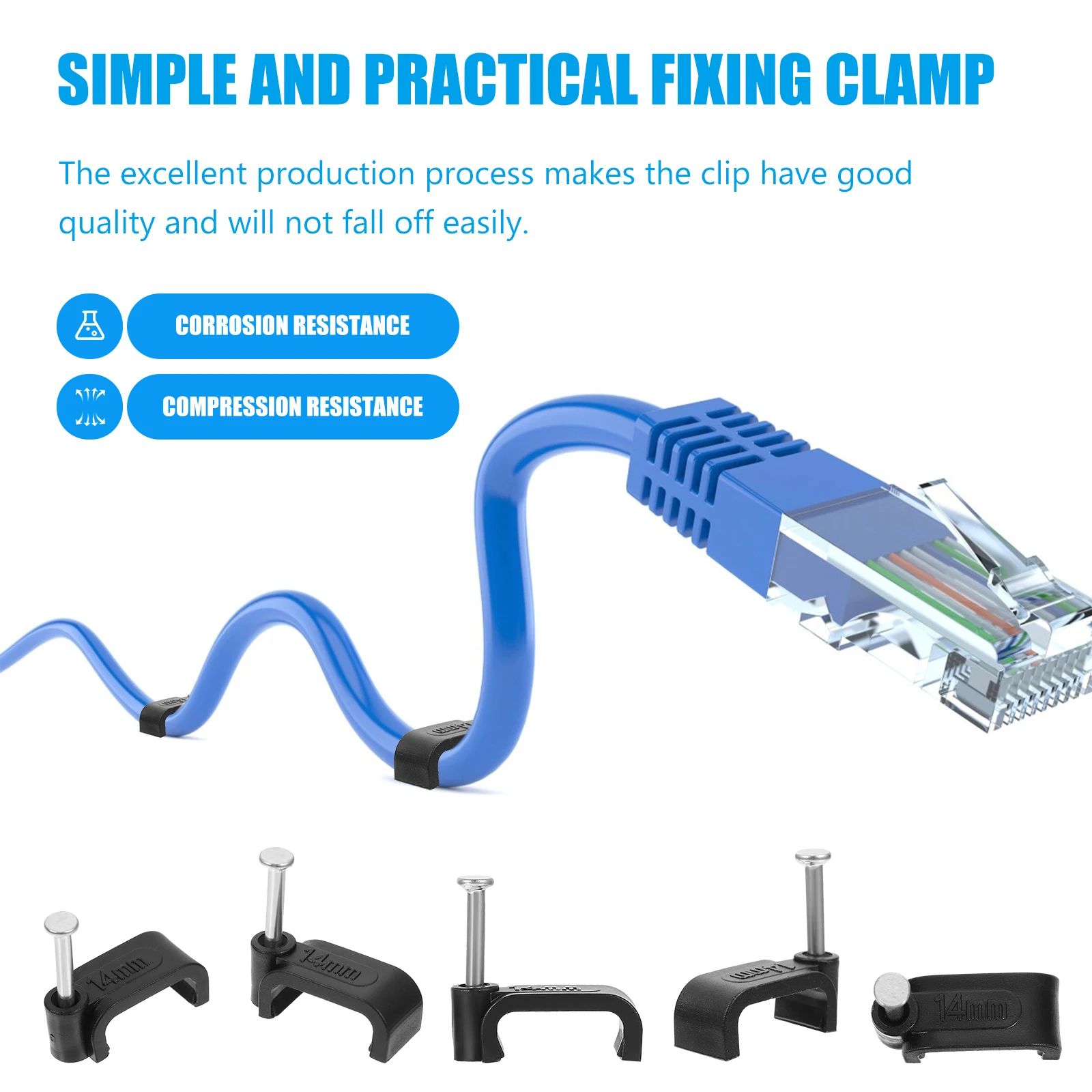 

100Pcs Half Clamps Black J Hooks Cost Effective Labor Saving Wire Fixing Tools Half Clamps Black J Hooks Wire Fixing Tools