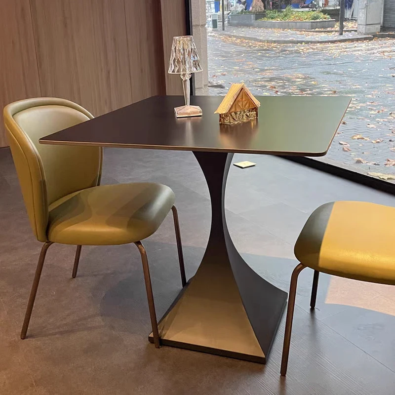 

Delifeng rock slab dining table square household small apartment square table restaurant table balcony modern simple negotiation