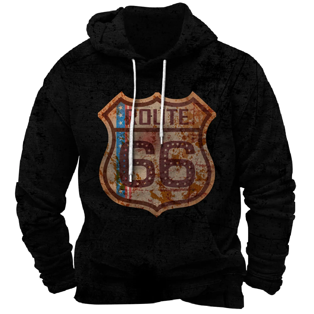 Vintage Hoodie Route 66 3d Print Hoodies Men Women Fashion Hoodies Sweatshirts Boy Coats Women Sweats Men\'s Clothing Tracksuits