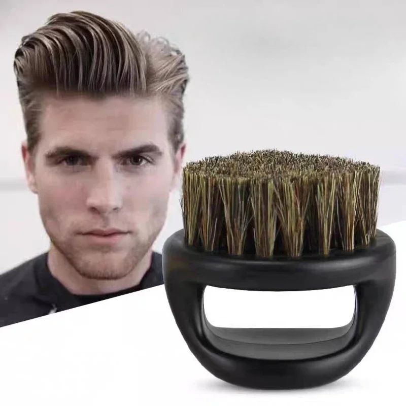 Mini Beard Brush Barber Beard Men Wild Boar Fur Barber Salon Facial Cleaning Shave Tools Razor Brush With Handle Styling  Tools