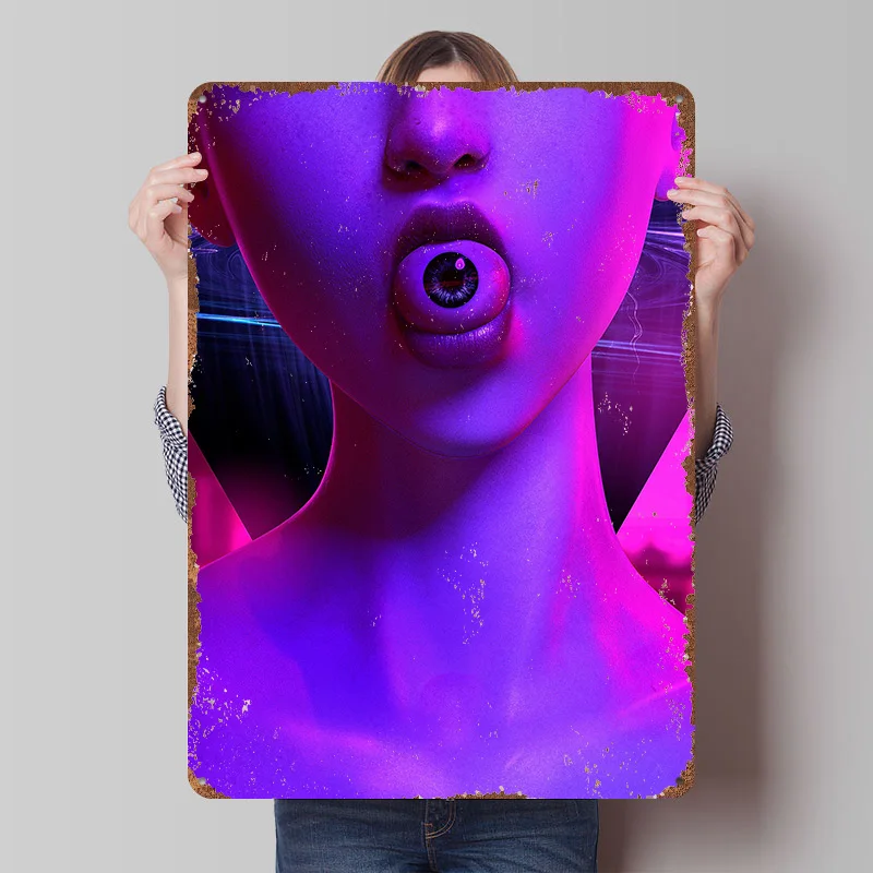Affiche « Alimentez l'algorithme », Plaques métalliques vintage personnalisées, Art mural, Plaque en étain rétro pour la décoration moderne de la maison, Décoration de bureau de luxe