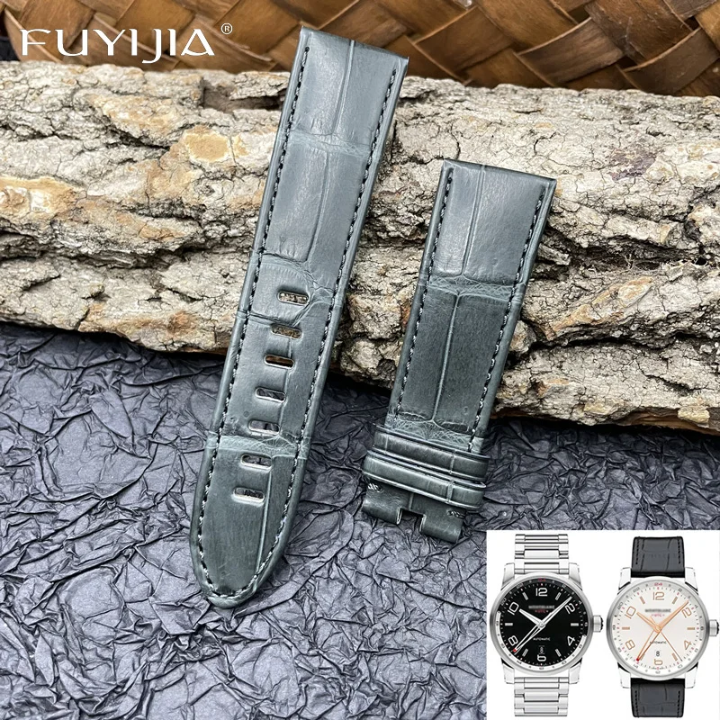 FUYIJIA New Custom MONT-BLANC Watch Band Alligator Strap 20MM 21MM 22 Genuine Leather Belt Waterproof Crocodile Skin Watchbands