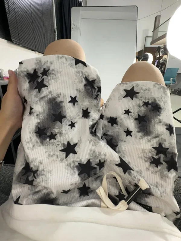 

Мужские летние брюки-капри American Dyed Five-Pointed Star свободного прямого кроя, модные, для активного отдыха