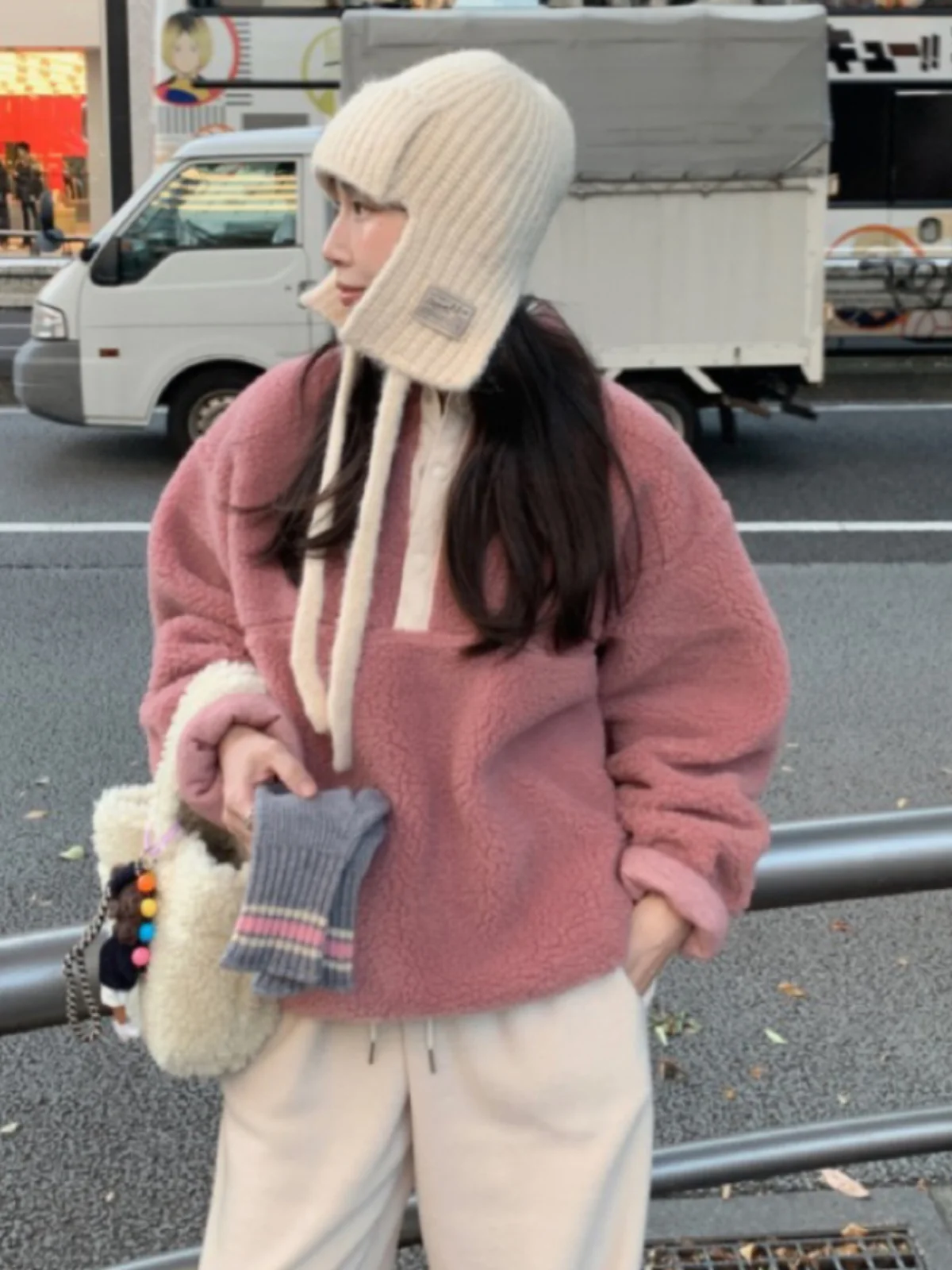 ラムベルベットパーカー レディース ファッショナブル スタンドカラー ルーズ レイジースタイル フリース 暖かい アウター トレンディ 長袖 韓国スタイル