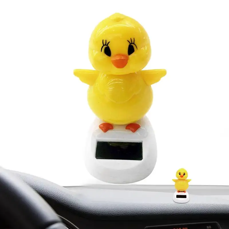 Solar Powered Dancing Chick Toy Shaking Head Car Dashboard Swing Bobble Head Dancer Interior Decoration Accessory