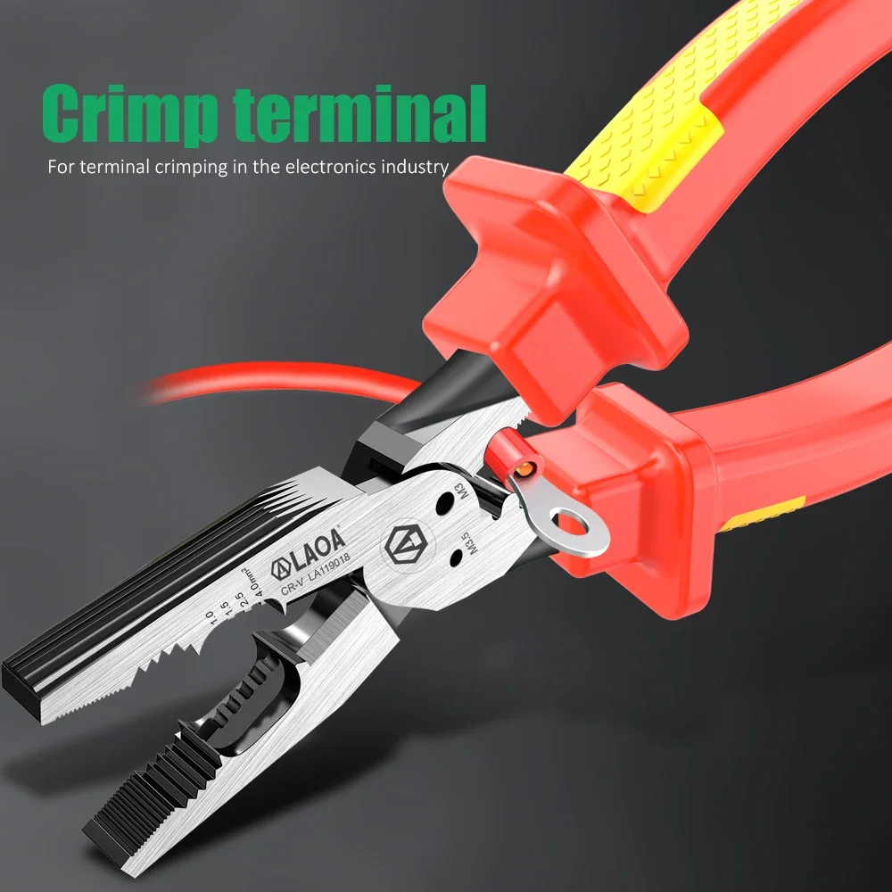 LAOA Insulated Steel Wire Pliers Electrician Pressure Resistant And Labor-Saving Pointed Nose Pliers Made in Taiwan