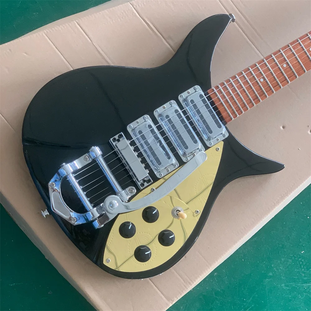 Free Shipping In Stock 6-string electric guitar Rick 325 Gold guard Guitars 3 pickups Guitarra Black Guitars