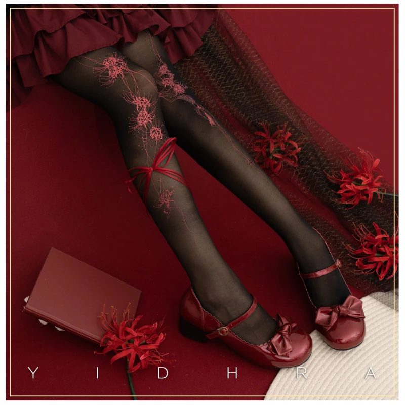 Pantyhose Women's Cotton Fabric Black White Thickened Butterfly Flower Print Leg Shaping Fashion Sexy Stockings Springand Summer