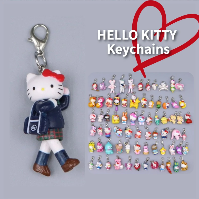 Cute 3D Cartoon Sanrio Hello Kitty DIY Cream Glue Anti-Lost Keychain Small Pendant Handmade Accessory Girl Bag Camera Decoration