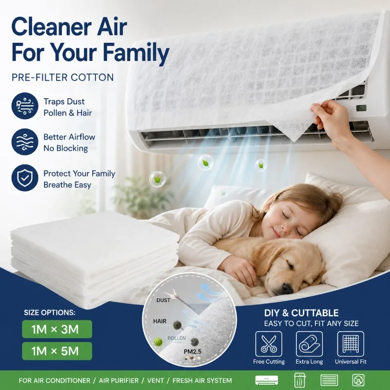 PM2.5 Air Purifier Electrostatic Filter Cotton 1.5mm Thick High Density Polyester Fiber Anti-Fog Dustproof Air Purifier Filter