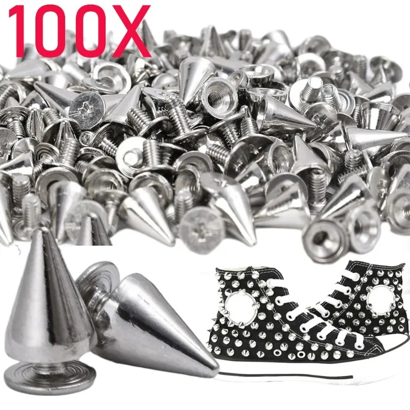 Fashion Silver Cone Studs and Spikes DIY Craft Cool Punk Garment Rivets for Clothes Bag Shoes Handcraft Garment Accessories