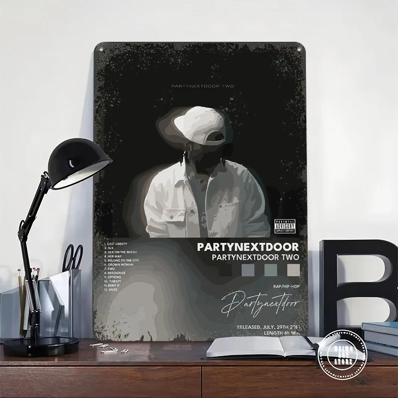 PARTYNEXTDOOR TWO Album Cover Art Printed Poster Customized Wall Art Retro Vintage Metal Tin Signs for Room Decor Men Man Cave