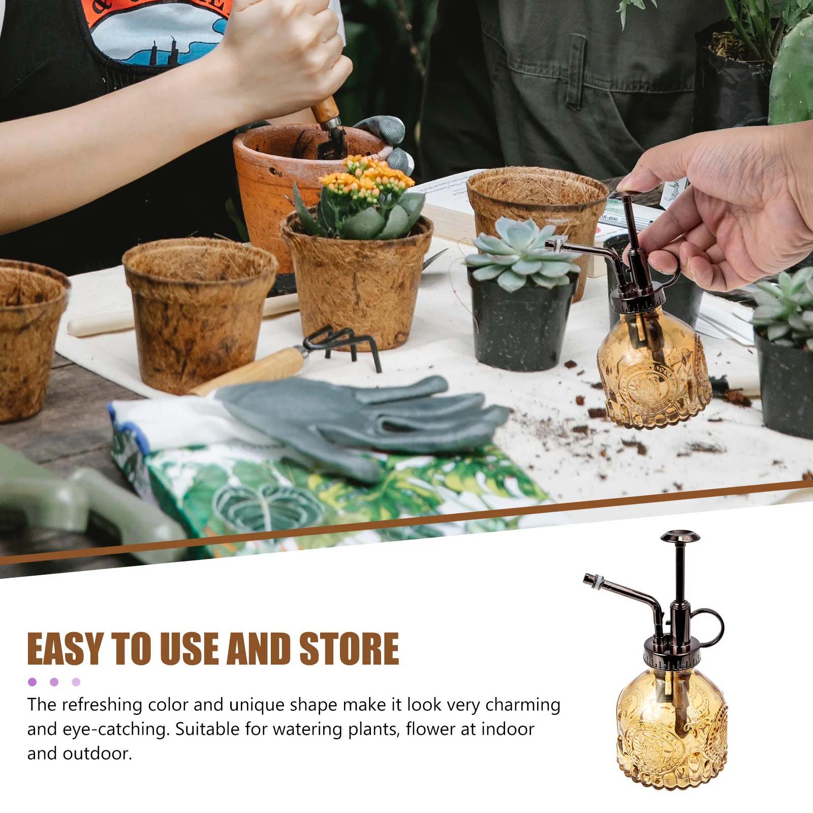 زجاجة رذاذ مستر للنباتات الزجاجية، تصميم عتيق للمسقاة في الأماكن المغلقة والخارجية للنباتات الصغيرة والعصارة والزجاج المزخرف #2