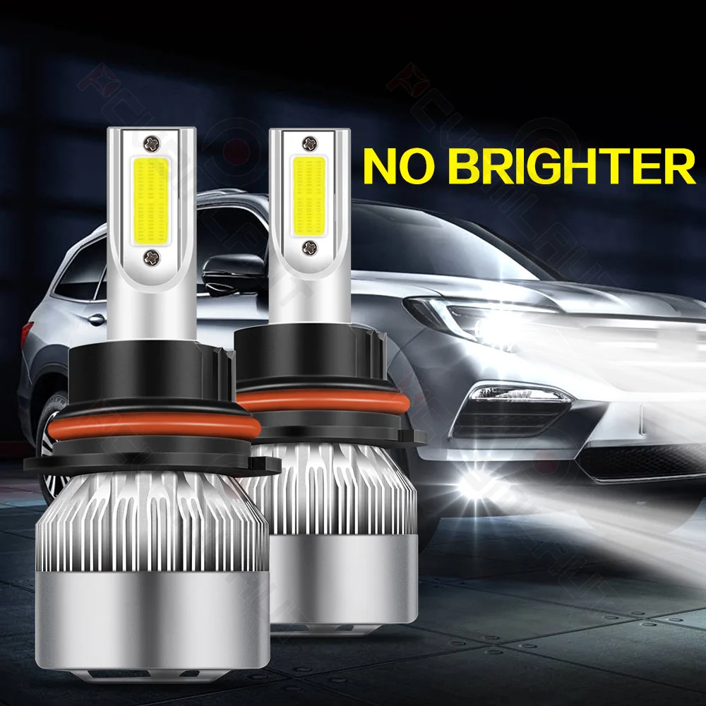 PCVBMLAUT 2PCS Car lights 9007 Super Bright LED Headlights High Low Beam Fog Light Bulb White 6000K Minisize