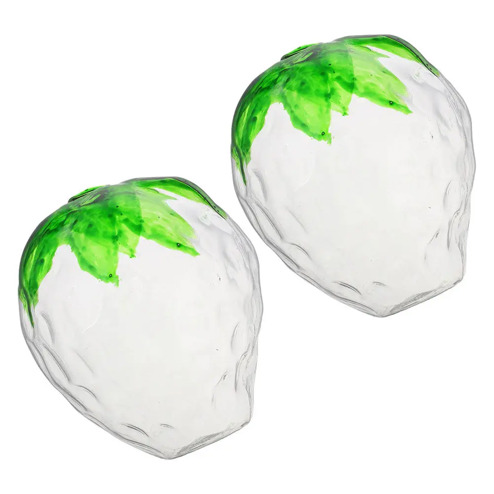 2 Vasos de Vidrio con Forma de Fresa, Tazas Bonitas con Diseño de Fruta para Fiestas, Vasos para Beber Jugo, Leche, Té, Vasos para Fiesta Hawaiana con Diseño de Fresa