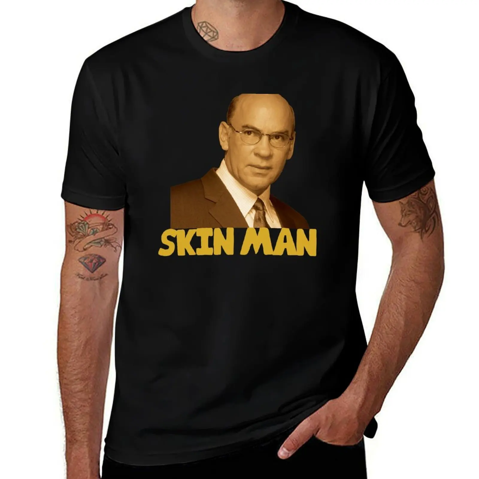 Skin Man T-Shirt Basic Solid Color Casual Tee Shirt T-Shirt