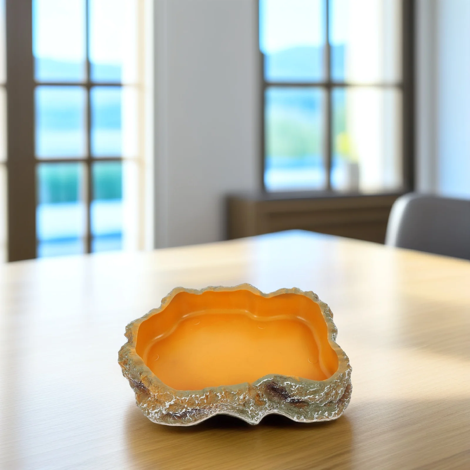 

Pet Bowl Turtle Food Reptile Feeding Bowls Dish Terrarium Water Tray Accessories Rock Pattern Security Eating