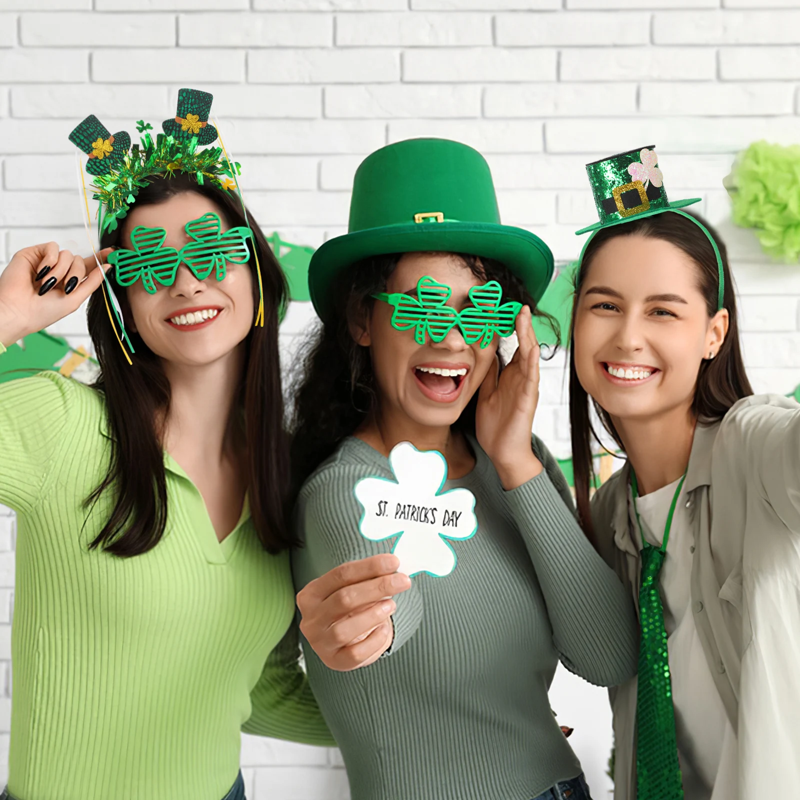 

St Patricks Day Hat Decorative Headband for Women Girls Kids Holiday Irish Shamrock Top Hat Sequin Elastic Hoop Comfortable