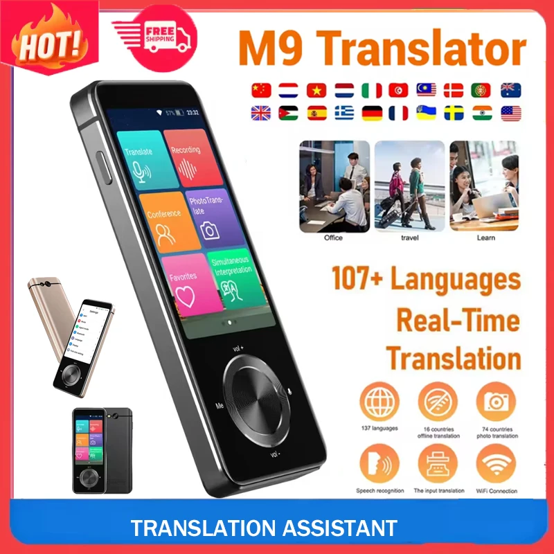 New M9 Instant Voice Translator Portable Language In Real-time Smart Translation 16Offline Language Simultaneous Interpretation