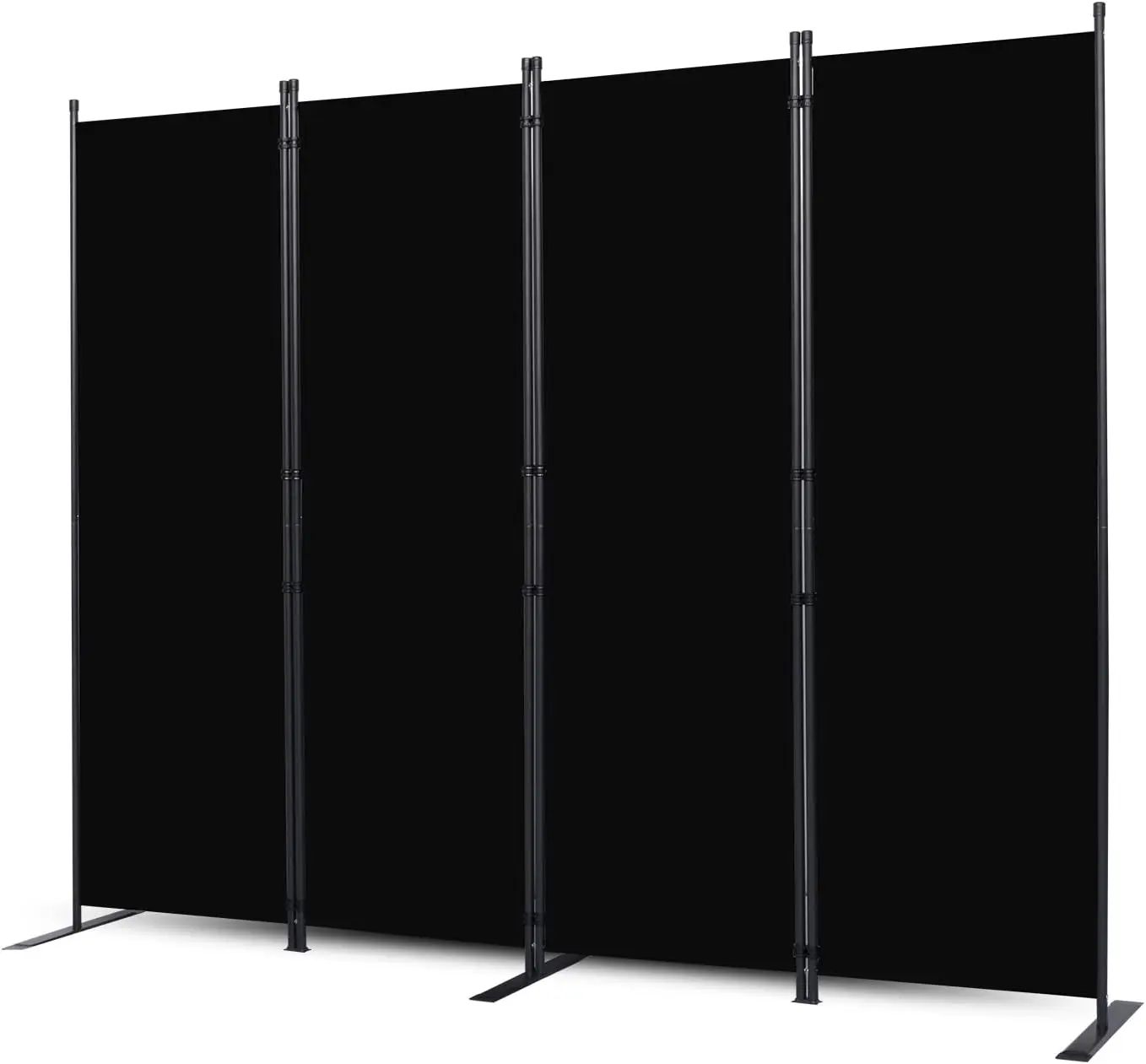 

4-Panel Folding Privacy Screen, 6 Ft Portable Room Divider with Wide Feet, Black