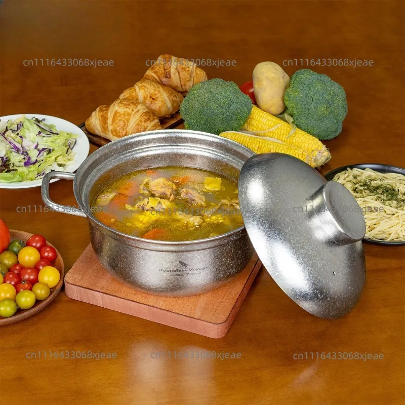Pure titanium soup pot stew pot large capacity household soup cooking 3.5L thickened 3MM cooking pot