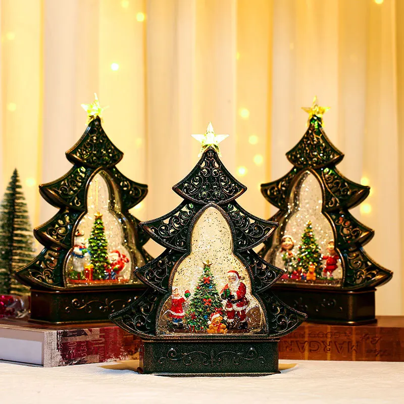 Portable Christmas Tree Music Box Rotatable Light Up Musical Box Toy for 2023 Home Indoor Office Decoration Kids Girls Gift