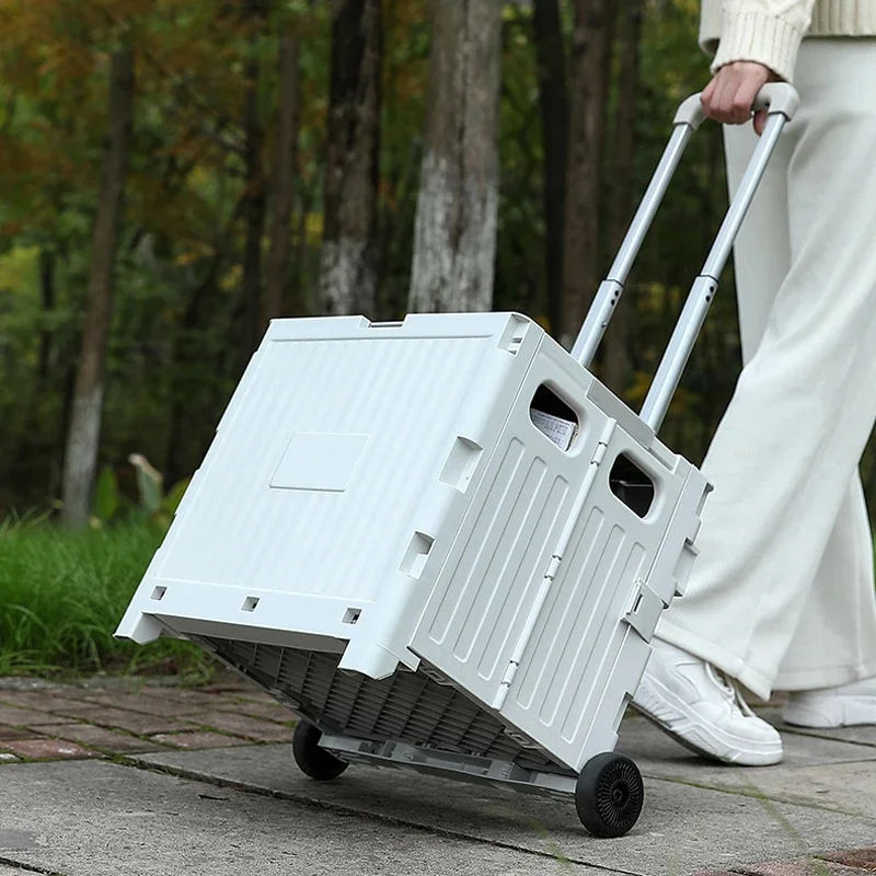 Carrito de compras plegable para exteriores, carrito de mano para Picnic, Camping, cesta de verduras, varilla de tracción, escalada de escaleras, carrito de compras trasero