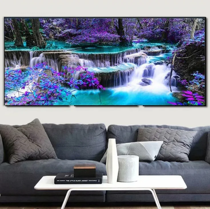A set of DIY waterfall pattern diamond painting living room bedroom decoration frameless
