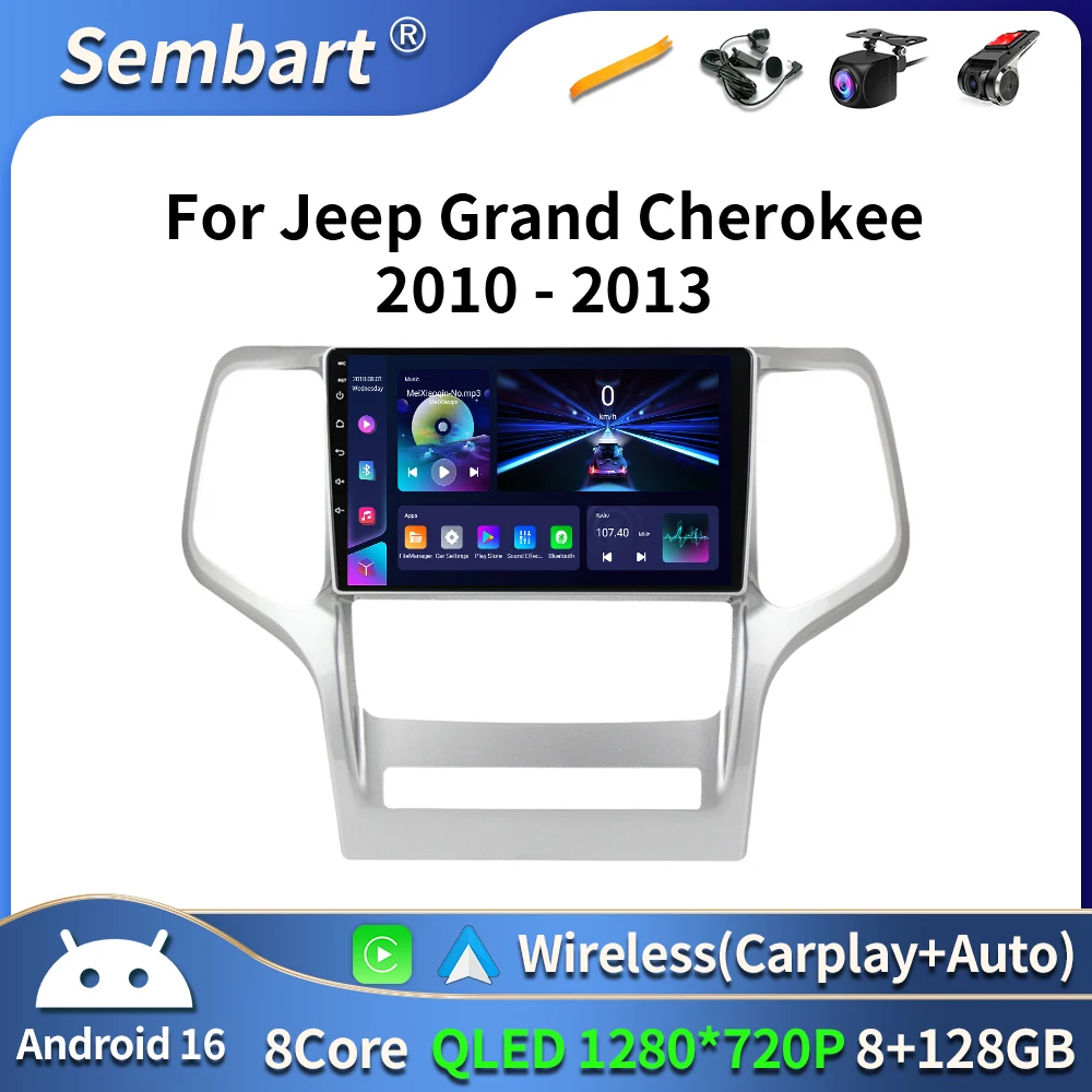 

Android 16 Car Raido For Jeep Grand Cherokee 2008 2009 2010 2011 2012 2013 Multimedia Stereo Player Navigation GPS Autoradio DSP