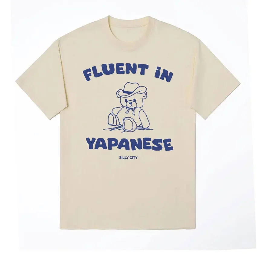 Fluent in Yapanese Funny Meme Comfort Colors Tshirts Men's Women Summer Casual Short Sleeve T-shirts Vintage Cotton T Shirt Tops