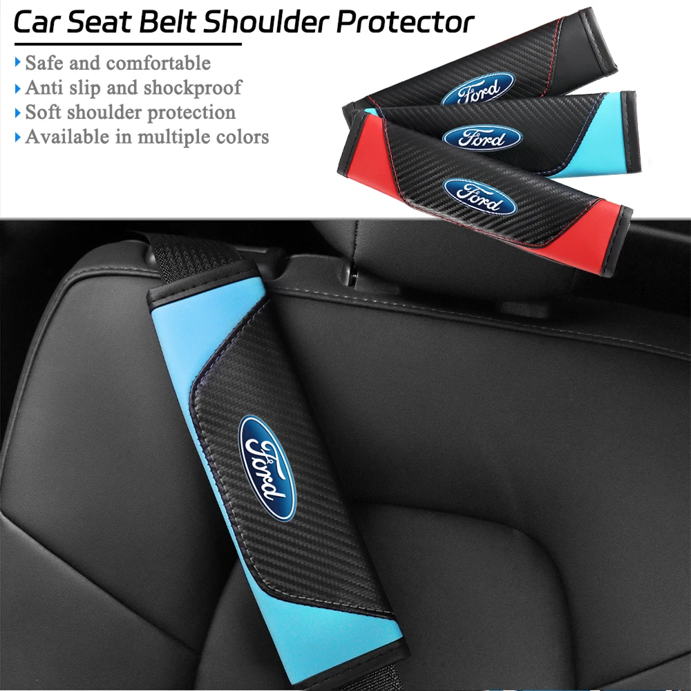 

PU Leather Car Safety Seat Belt Shoulder Cover Protection Padding Pads For Ford ST focus Fiesta Mustang Wolf Auto Accessories