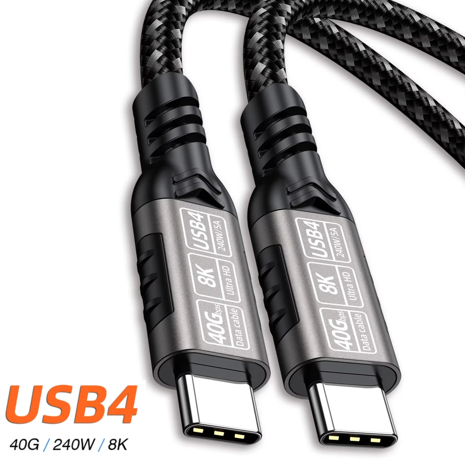 كابل بيانات USB 5 USB-C من النوع C مزدوج الأطراف C إلى C UHD 16K 80Gbps نقل عالي السرعة 240 وات 5A 48 فولت كابل فيديو شحن سريع TB5