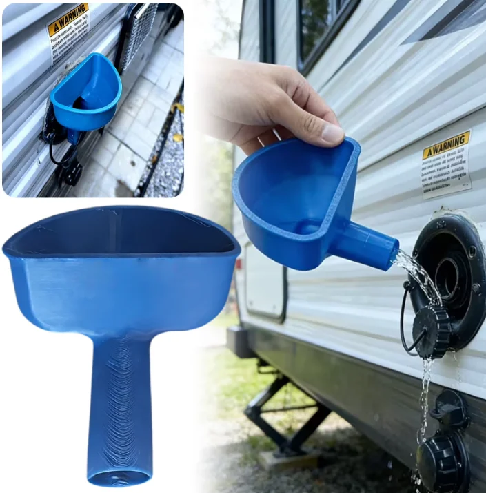 RV Fresh Water Tank Filling Funnel Rv Trailer Freshwater Storage Tank Water Injection Funnel Outdoor Camping 3D Printed Funnel