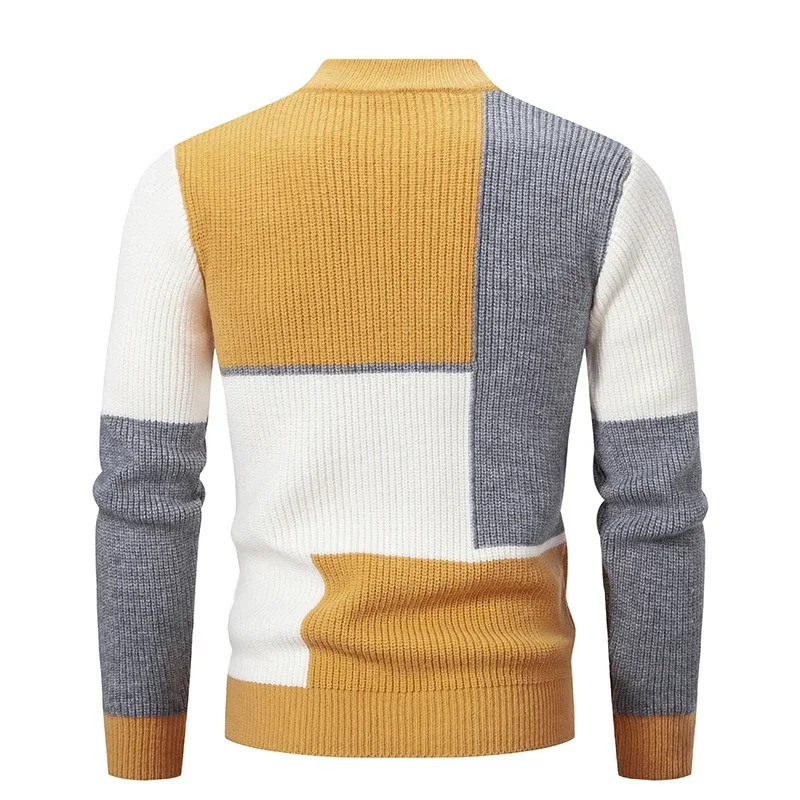 High Quality Men\'s New Autumn and Winter Casual Warm Neck Sweater Knit Pullover Warm Tops