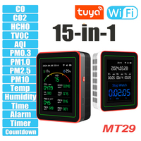 Tuya WiFi 15 in 1 Air Quality Monitor Portable Rechargeable AQI CO2 CO PM2.5 PM10 PM0.3 TVOC HCHO Household APP Control Detector