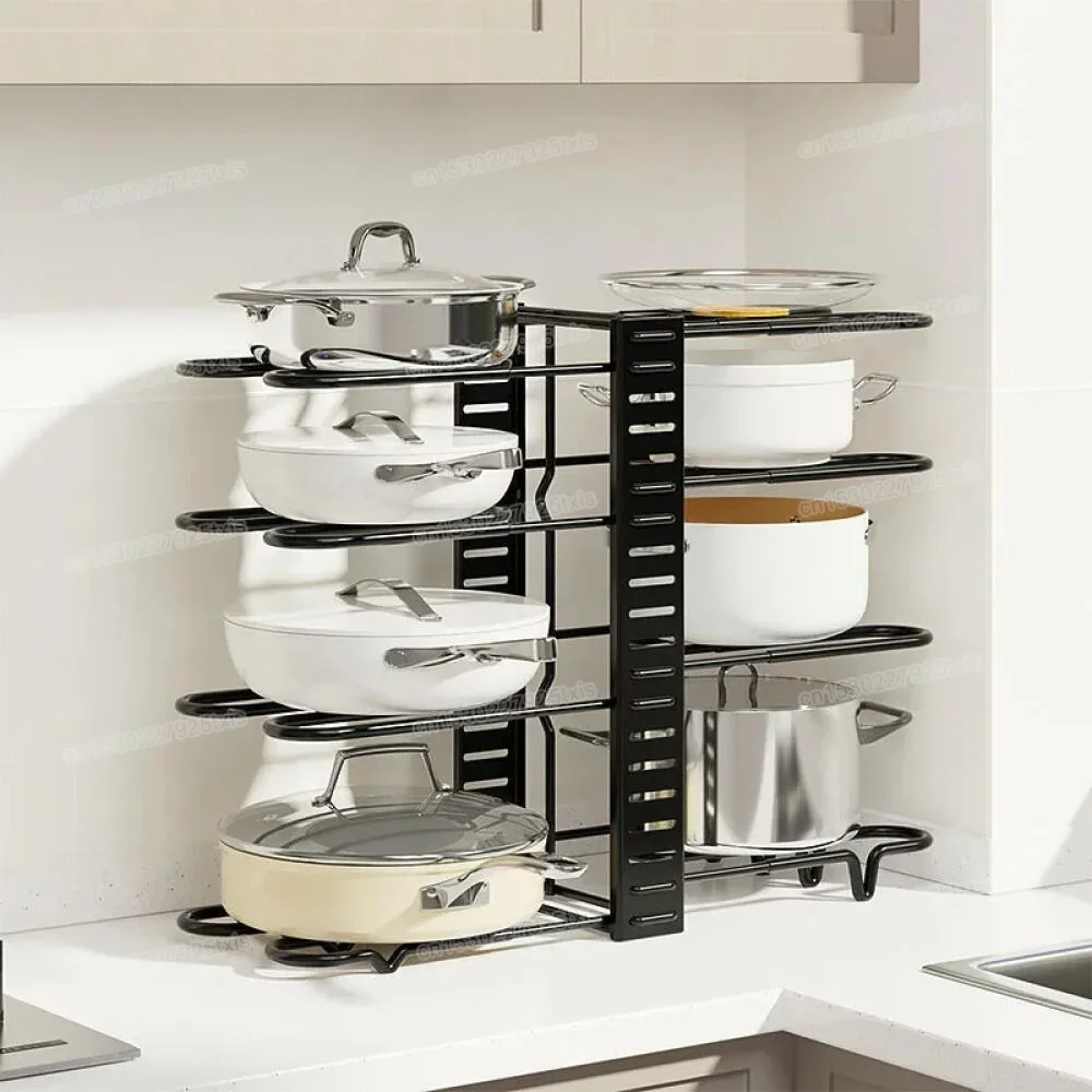 5/8 Tiers Pot Storage Rack Kitchen Cabinet Storage Organizer for Pans Pots Lids Storage Holder Racks Home Organization