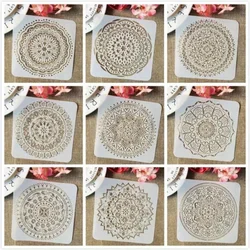9Pcs/Set Mandala Round Geometry DIY Layering Stencils Painting Scrapbook Coloring Embossing Album Decorative Template