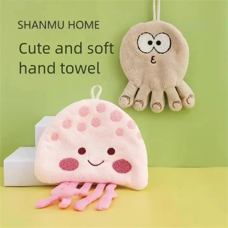 

Cute Cartoon Bathroom Hand Towel Dish Tableware Absorbent Kitchen Rag Towel Glass Cleaning Cleaning Tool Coral Velvet household