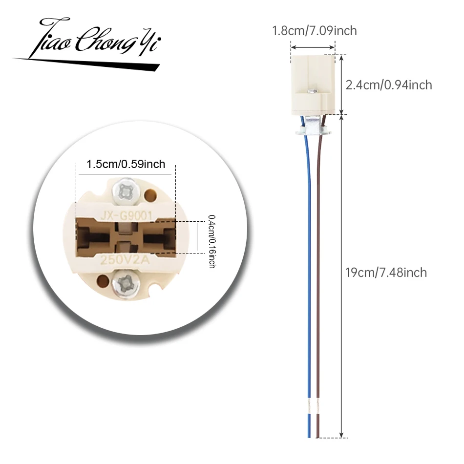 G9 Light Bulb Socket Ceramic Lamp Base Holder Connector 25cm wire Led Halogen Light Lamp Bulb Holder Base