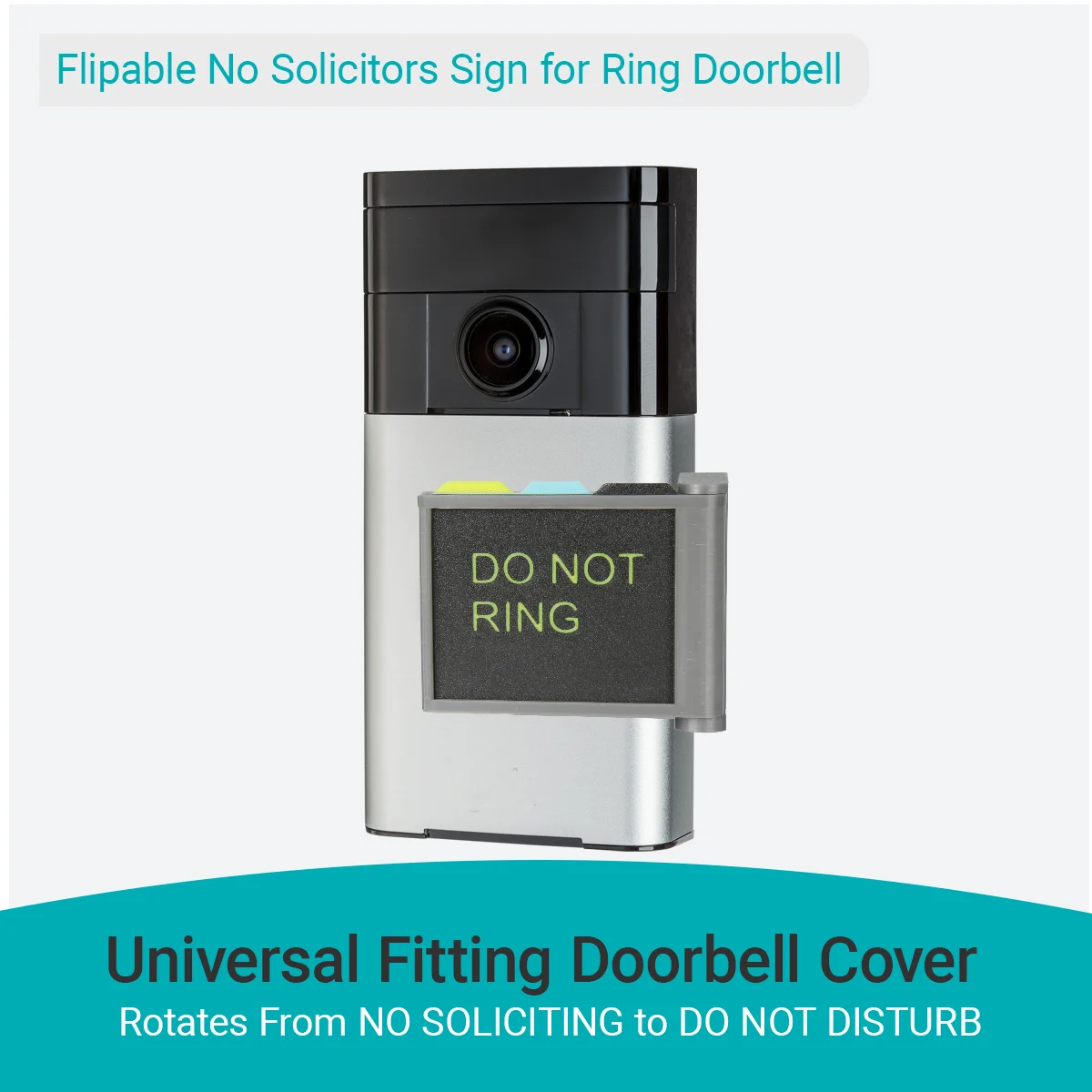 No Soliciting Sign for Ring Doorbell,Includes Six Slogans and Three color Indicator Signs,Universal Fitting Doorbell Cover That