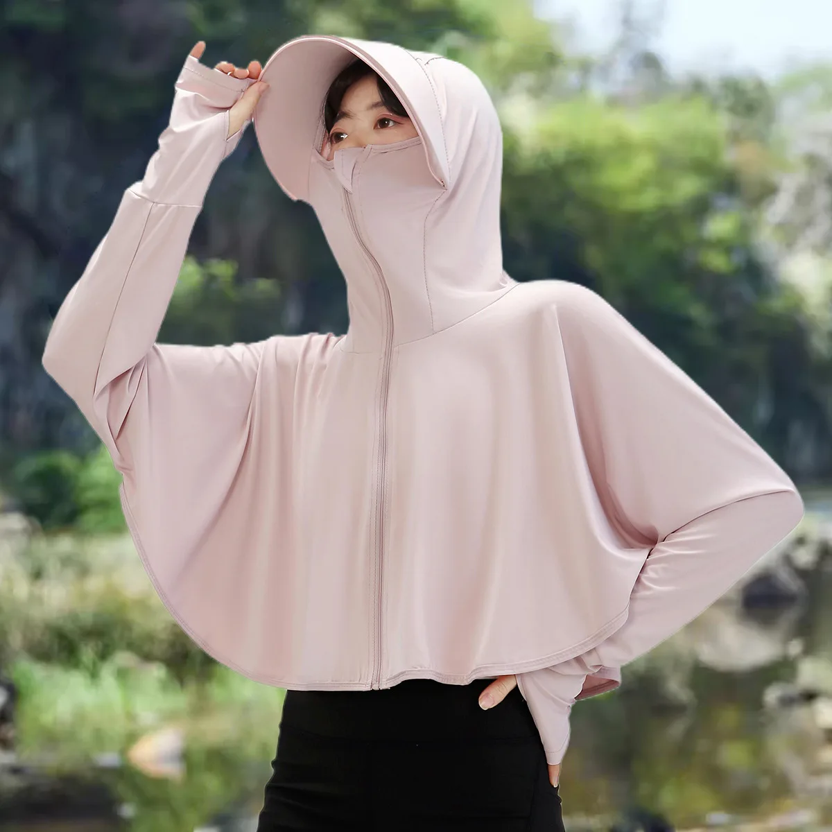 Summer New Women's Sun Protection Clothing Loose Slimming Versatile Hooded Large Brim UV Protection Lightweight Breathable Or...