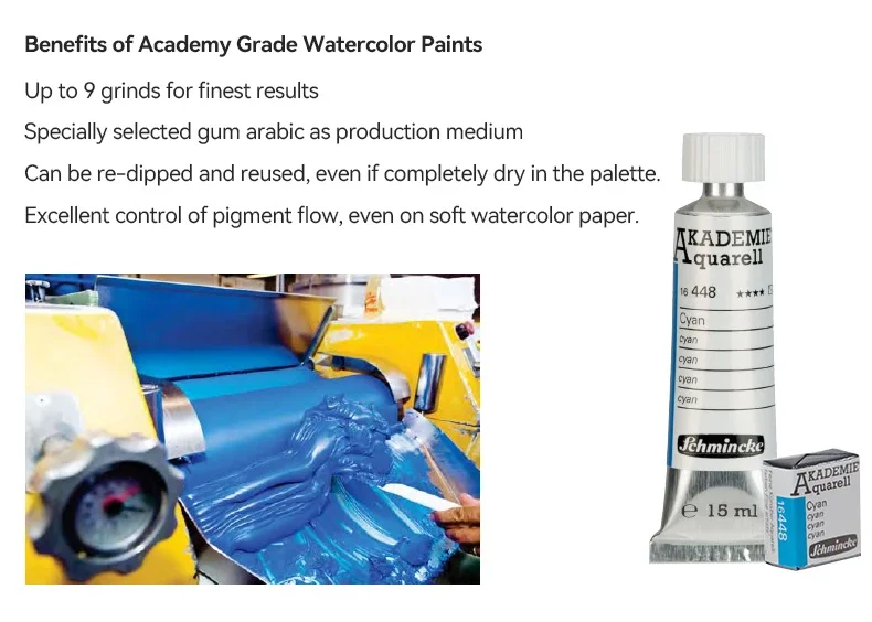 Deutschland Schmincke - Akademie ® Feinste Künstler-Aquarellfarben, 15ml Tuben, neue Farben, brillant, hoch lichtbeständig und cadmiumfrei – Detail 5