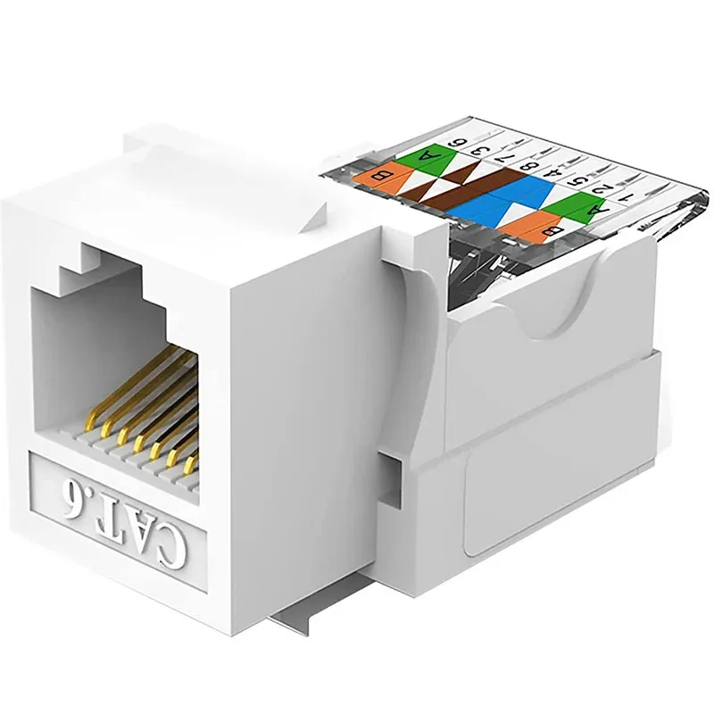 Cat6 Rj45 (8p8c) Onafgeschermde Gereedschapsloze Keystone Jack Connector T568b Kleurgecodeerde Bedradingsaansluitingen Geen Ponsgereedschap Vereist