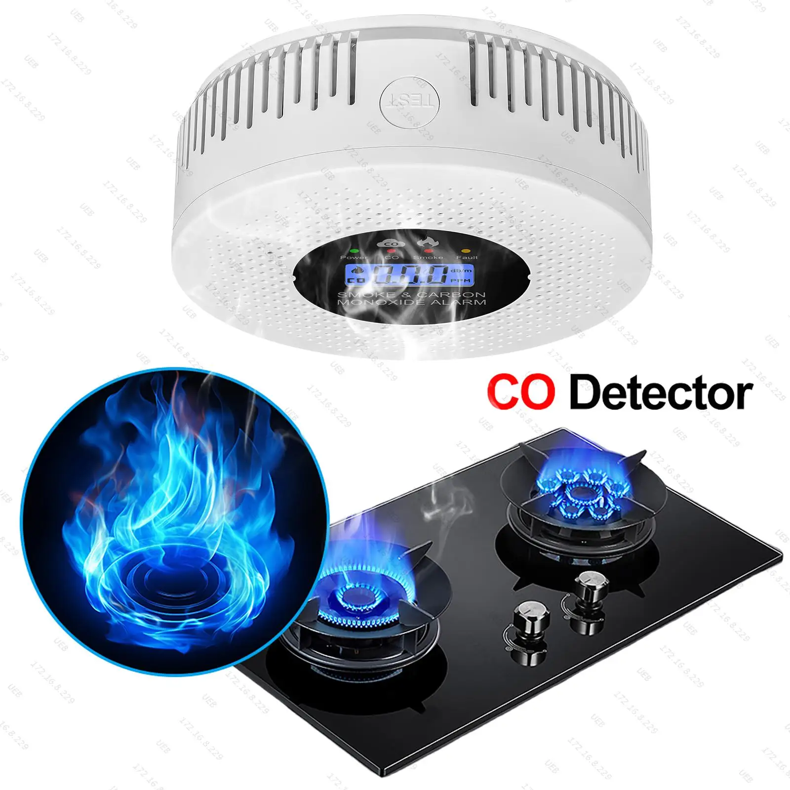 

2-in-1 Carbon Monoxide And Smoke Detector Alarm Electrochemical Sensor LCD CO Alarm Smoke Alarm for Home Hotel Safety
