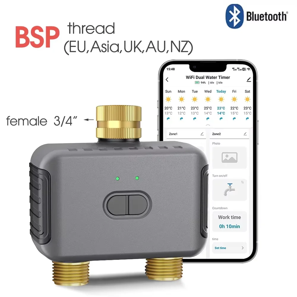 Tuya Smart Zigbee Tweekanaals irrigatiecontroller Watering Timer Sprinkler Druppelirrigatiesysteem Irrigatiebesproeiingssysteem