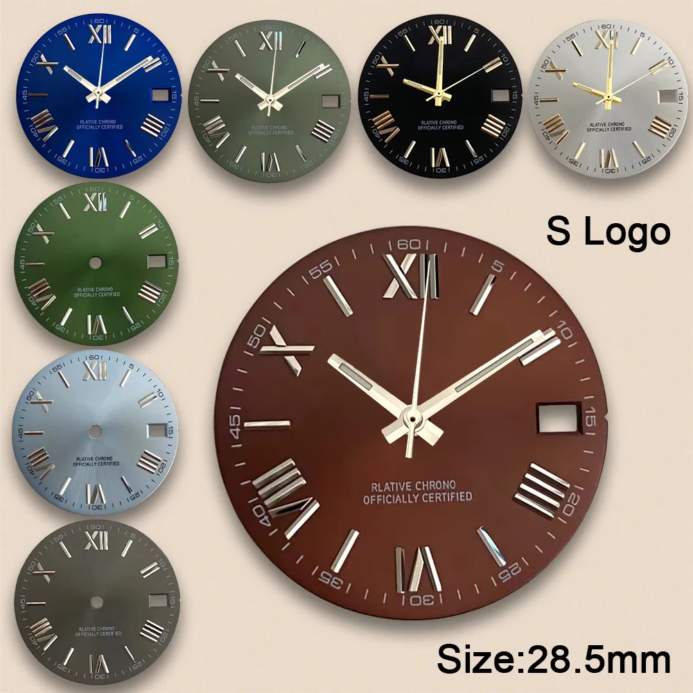 New 28.5mm S Logo Rome Sunburst Dial Fit NH35/NH36/4R/7S Japan Movement High Quality Dial Watch Modification Accessories