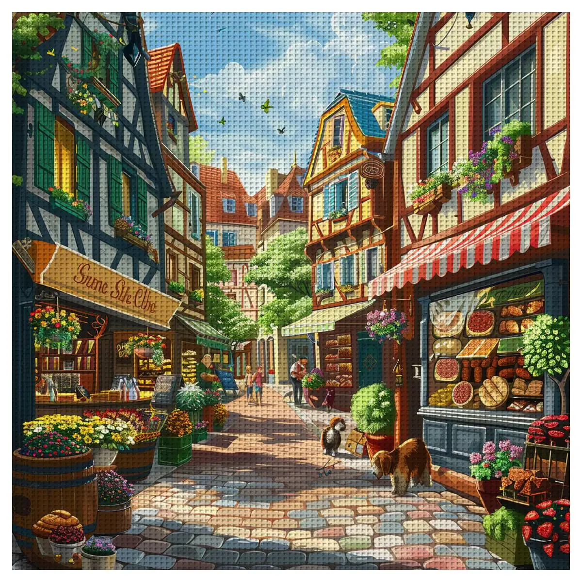 Image of 1 Stück 40X40CM/15,74 Zoll Stadt-Motiv Kreuzstich-Set DIY-Kit 11CT/14CT DIY Stickerei-Set DIY Kreuzstich-Set Joy Sunday