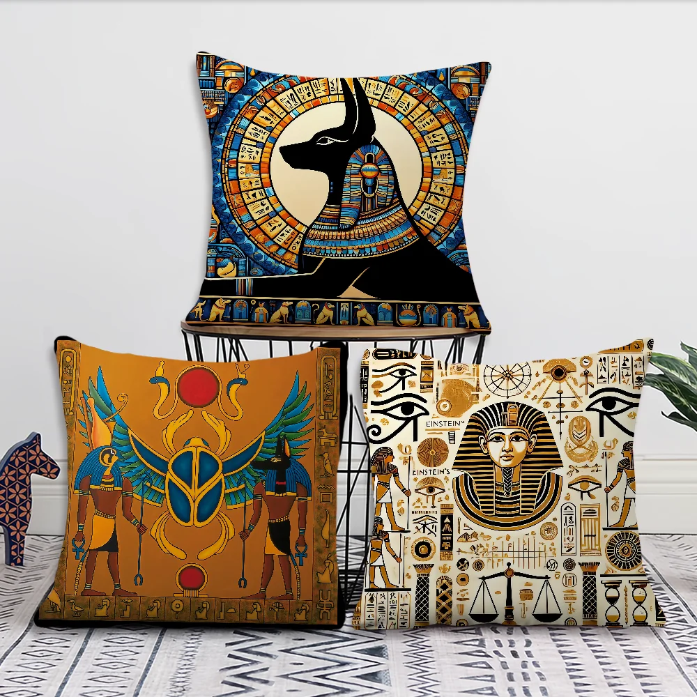 Retro Fashion Majestic Mystery Ancient Egyptian Comfortable Soft Pillow Case For Sofa Living Room Home Decor Protective Covers