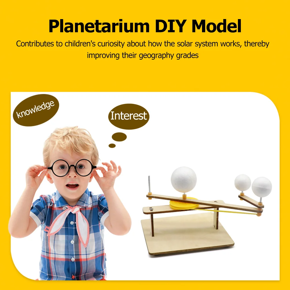 Astronomical Science Education Earth and Moon Three-Ball Instrument Solar System Model Sun Orbital Demo Wooden Planet